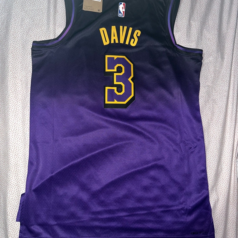 Men's Purple and Gold Basketball Jersey Anthony Davis #3